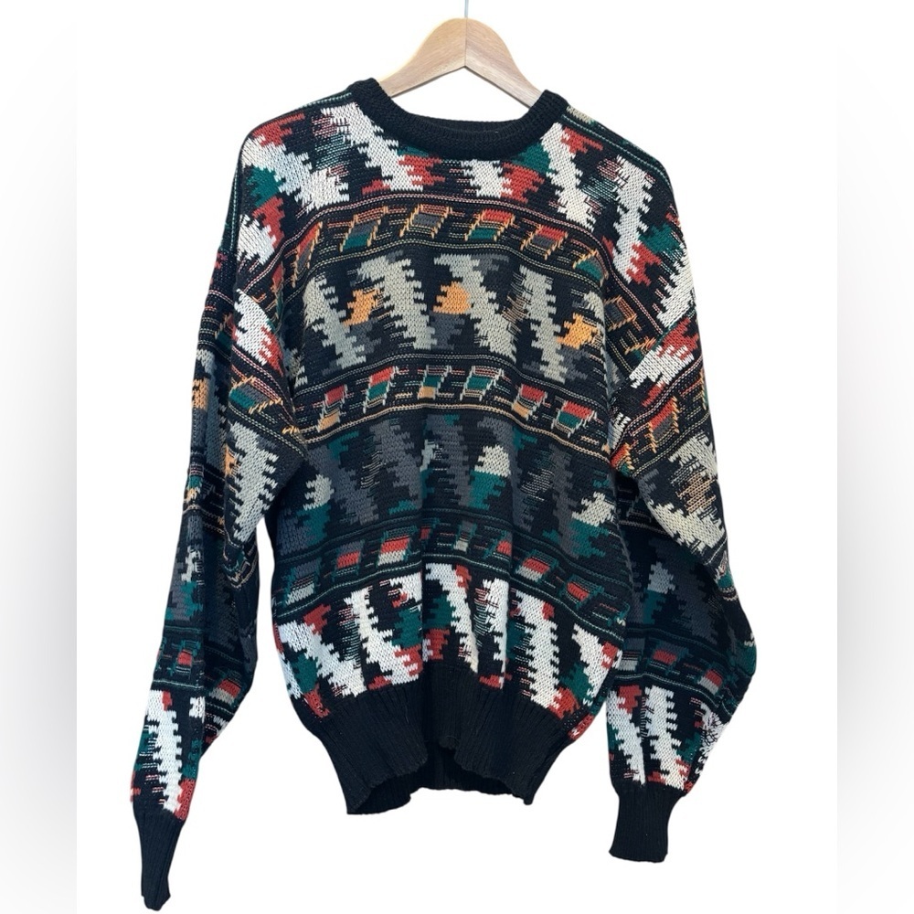 Vtg Today’s News Men’s Sweater Colorful Coogi Style Size Large